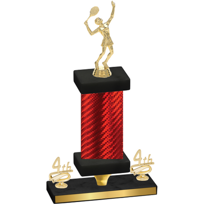 Premium Single Red Carbon Fiber Fourth Place Tennis Trophy