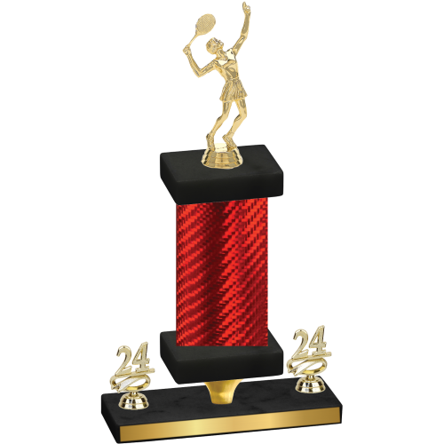 Premium Single Red Carbon Fiber Year Tennis Trophy