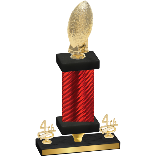 Premium Single Red Carbon Fiber Fourth Place Football Trophy