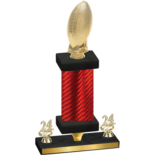 Premium Single Red Carbon Fiber Year Football Trophy