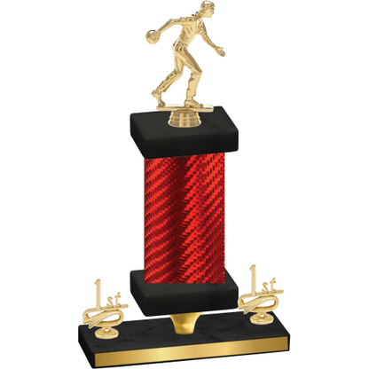 Premium Single Red Carbon Fiber First Place Bowling Trophy