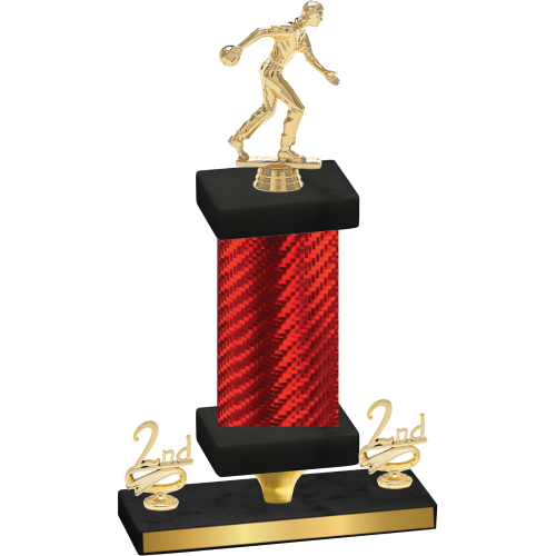 Premium Single Red Carbon Fiber Second Place Bowling Trophy