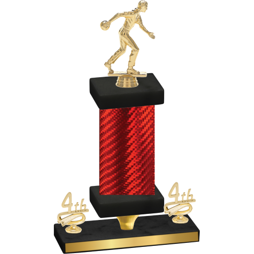 Premium Single Red Carbon Fiber Fourth Place Bowling Trophy