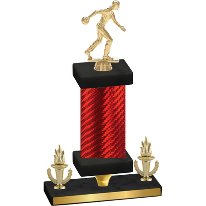 Premium Single Red Carbon Fiber Victory Bowling Trophy