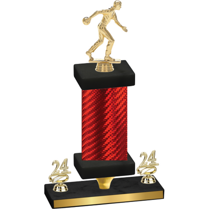 Premium Single Red Carbon Fiber Year Bowling Trophy