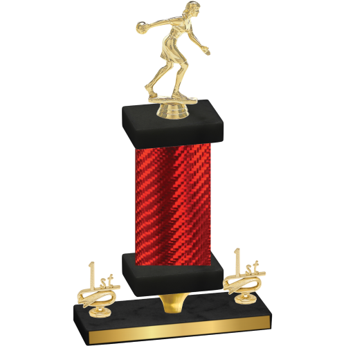 Premium Single Red Carbon Fiber First Place Bowling Trophy