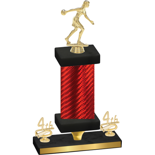 Premium Single Red Carbon Fiber Fourth Place Bowling Trophy