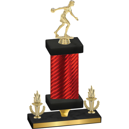 Premium Single Red Carbon Fiber Victory Bowling Trophy