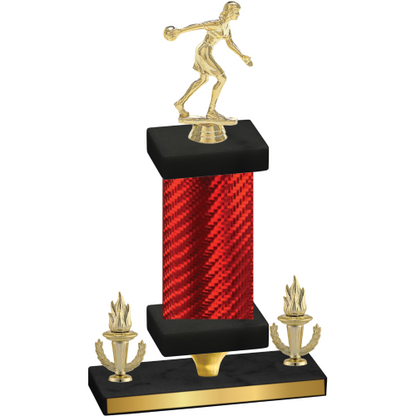 Premium Single Red Carbon Fiber Victory Bowling Trophy