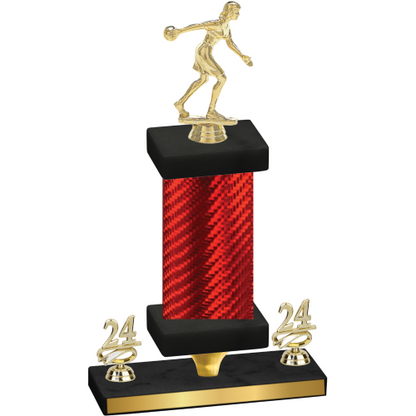 Premium Single Red Carbon Fiber Year Bowling Trophy