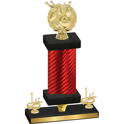 Premium Single Red Carbon Fiber First Place Bowling Trophy