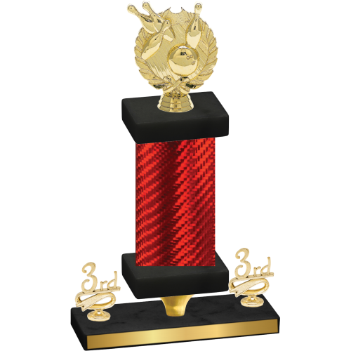 Premium Single Red Carbon Fiber Third Place Bowling Trophy