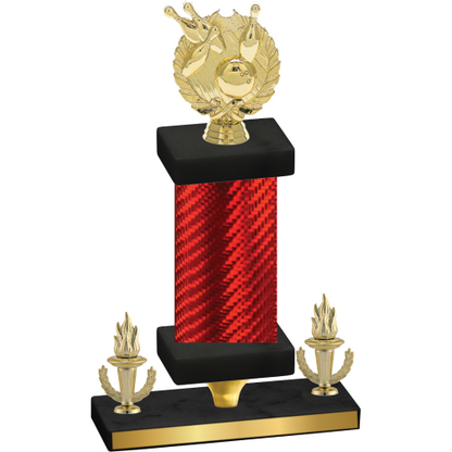 Premium Single Red Carbon Fiber Victory Bowling Trophy