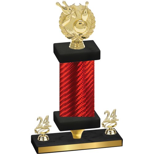 Premium Single Red Carbon Fiber Year Bowling Trophy