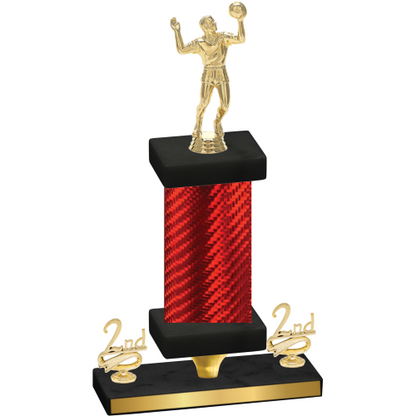 Premium Single Red Carbon Fiber Second Place Volleyball Trophy