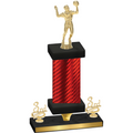 Premium Single Red Carbon Fiber Third Place Volleyball Trophy