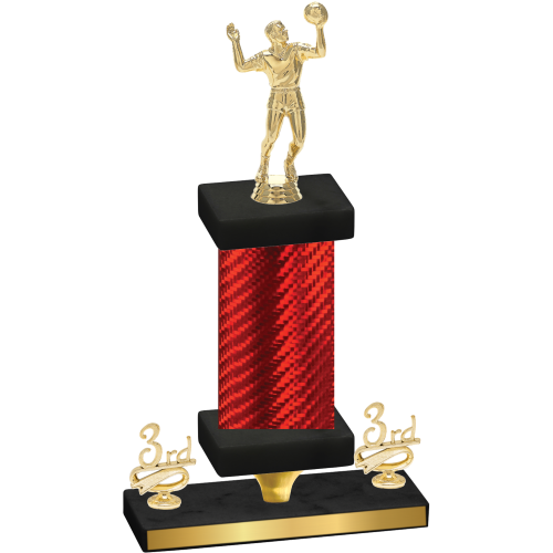 Premium Single Red Carbon Fiber Third Place Volleyball Trophy