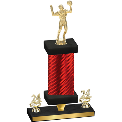 Premium Single Red Carbon Fiber Year Volleyball Trophy