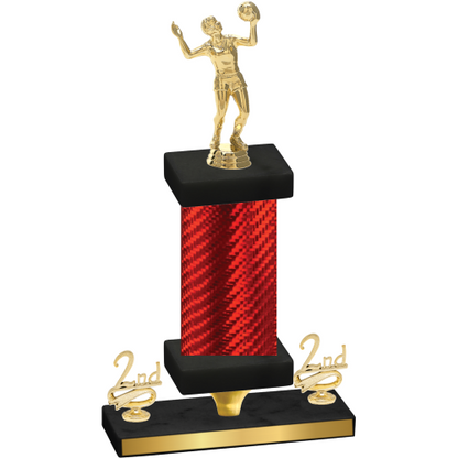 Premium Single Red Carbon Fiber Second Place Volleyball Trophy