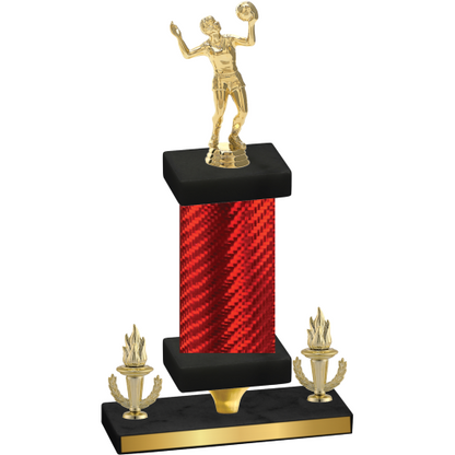 Premium Single Red Carbon Fiber Victory Volleyball Trophy