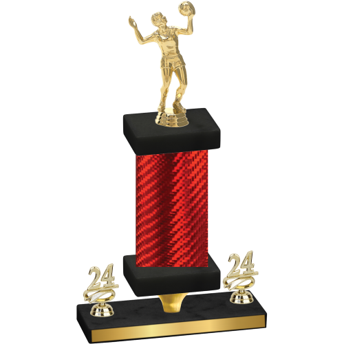 Premium Single Red Carbon Fiber Year Volleyball Trophy