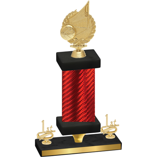 Premium Single Red Carbon Fiber First Place Volleyball Trophy