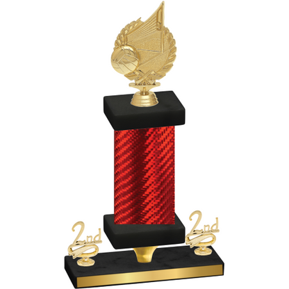 Premium Single Red Carbon Fiber Second Place Volleyball Trophy