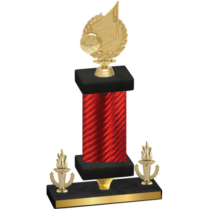 Premium Single Red Carbon Fiber Victory Volleyball Trophy