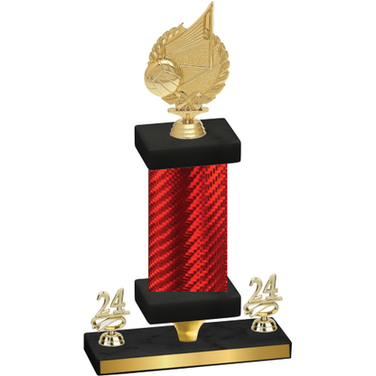 Premium Single Red Carbon Fiber Year Volleyball Trophy