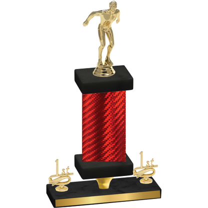 Premium Single Red Carbon Fiber First Place Swimming Trophy