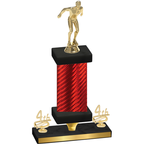 Premium Single Red Carbon Fiber Fourth Place Swimming Trophy