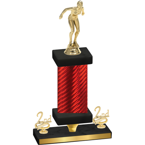 Premium Single Red Carbon Fiber Second Place Tennis Trophy