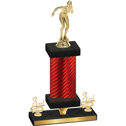 Premium Single Red Carbon Fiber Third Place Tennis Trophy