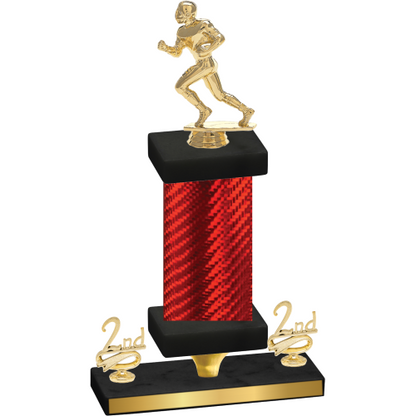 Premium Single Red Carbon Fiber Second Place Football Trophy