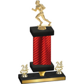 Premium Single Red Carbon Fiber Year Football Trophy