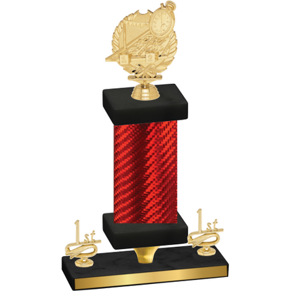 Premium Single Red Carbon Fiber First Place Swimming Trophy