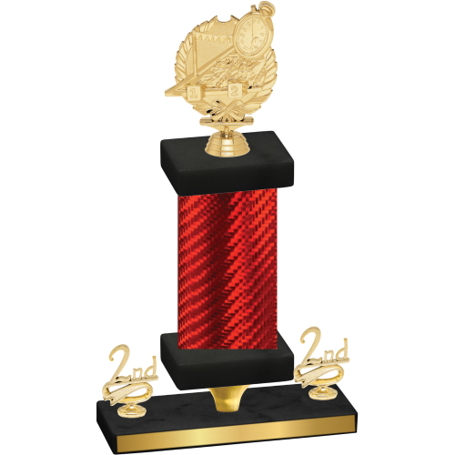 Premium Single Red Carbon Fiber Second Place Swimming Trophy