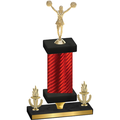 Premium Single Red Carbon Fiber Victory Cheerleading Trophy