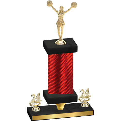 Premium Single Red Carbon Fiber Year Cheerleading Trophy