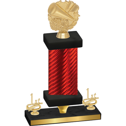 Premium Single Red Carbon Fiber First Place Cheerleading Trophy