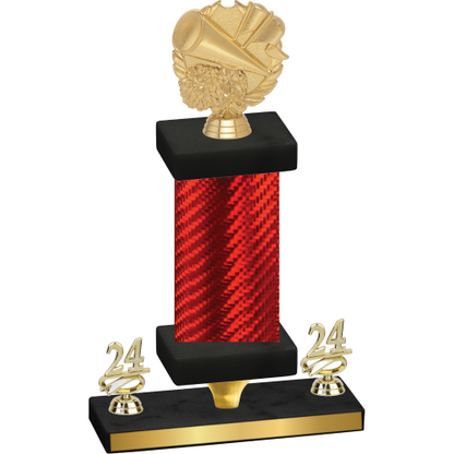 Premium Single Red Carbon Fiber Year Cheerleading Trophy