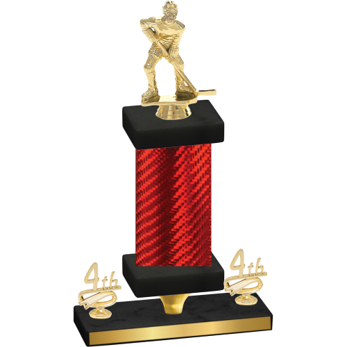 Premium Single Red Carbon Fiber Fourth Place Hockey Trophy