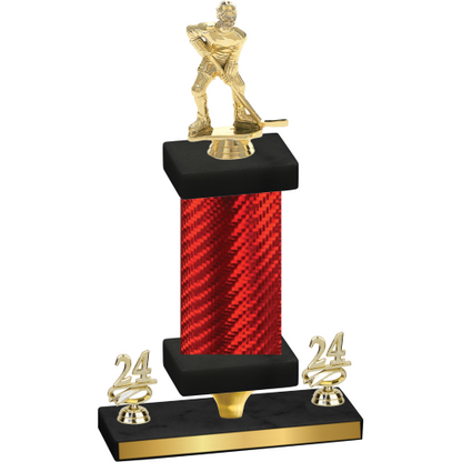 Premium Single Red Carbon Fiber Year Hockey Trophy