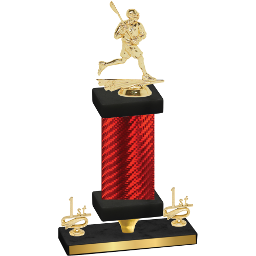 Premium Single Red Carbon Fiber First Place Lacrosse Trophy