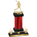 Premium Single Red Carbon Fiber First Place Lacrosse Trophy