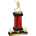 Premium Single Red Carbon Fiber Third Place Lacrosse Trophy
