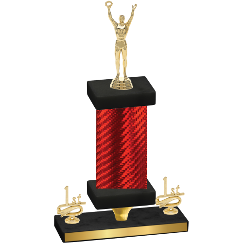 Premium Single Red Carbon Fiber First Place Victory Trophy