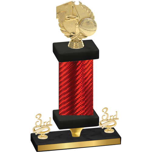 Premium Single Red Carbon Fiber Third Place Basketball Trophy