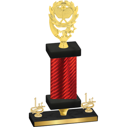 Premium Single Red Carbon Fiber First Place Pickleball Trophy