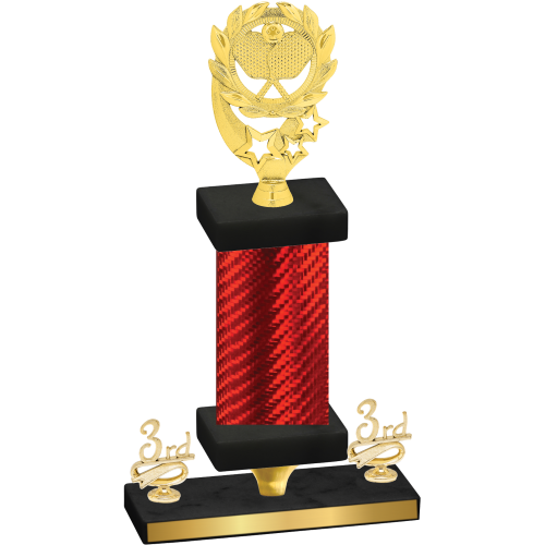 Premium Single Red Carbon Fiber Third Place Pickleball Trophy